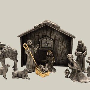 11-piece FORT pewter Christmas Classic Nativity Scene